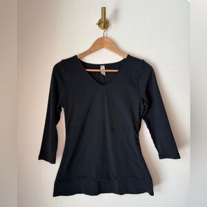 Flexees by Maidenform Black Shaping Top 3/4 Sleeve V-Neck size XL